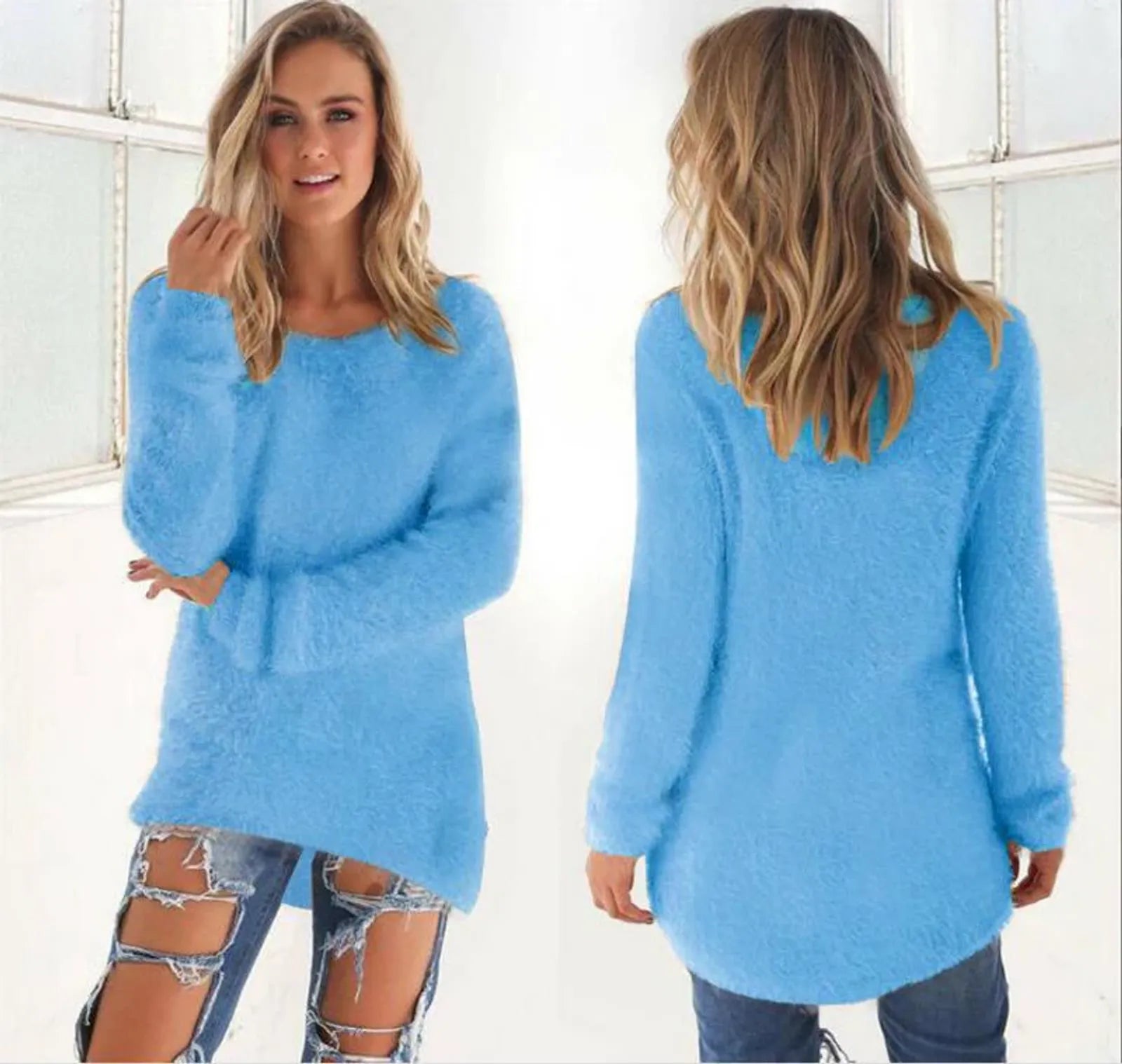 Plus Size Women's Warm Knitted Pullover Sweater