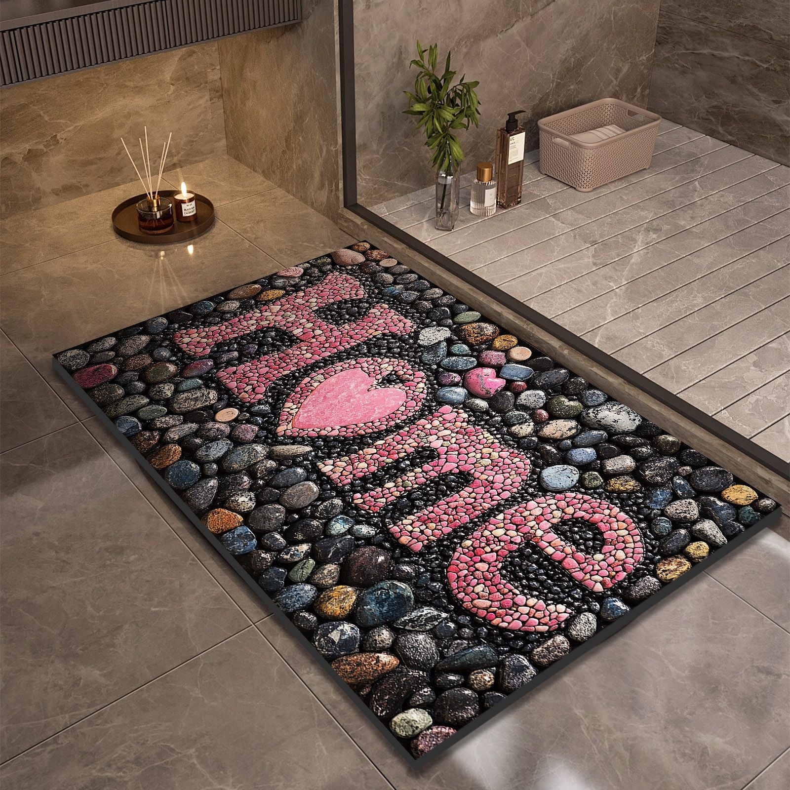 Stone Design Diatomite Bath Mat - Non-Slip & Quick Dry