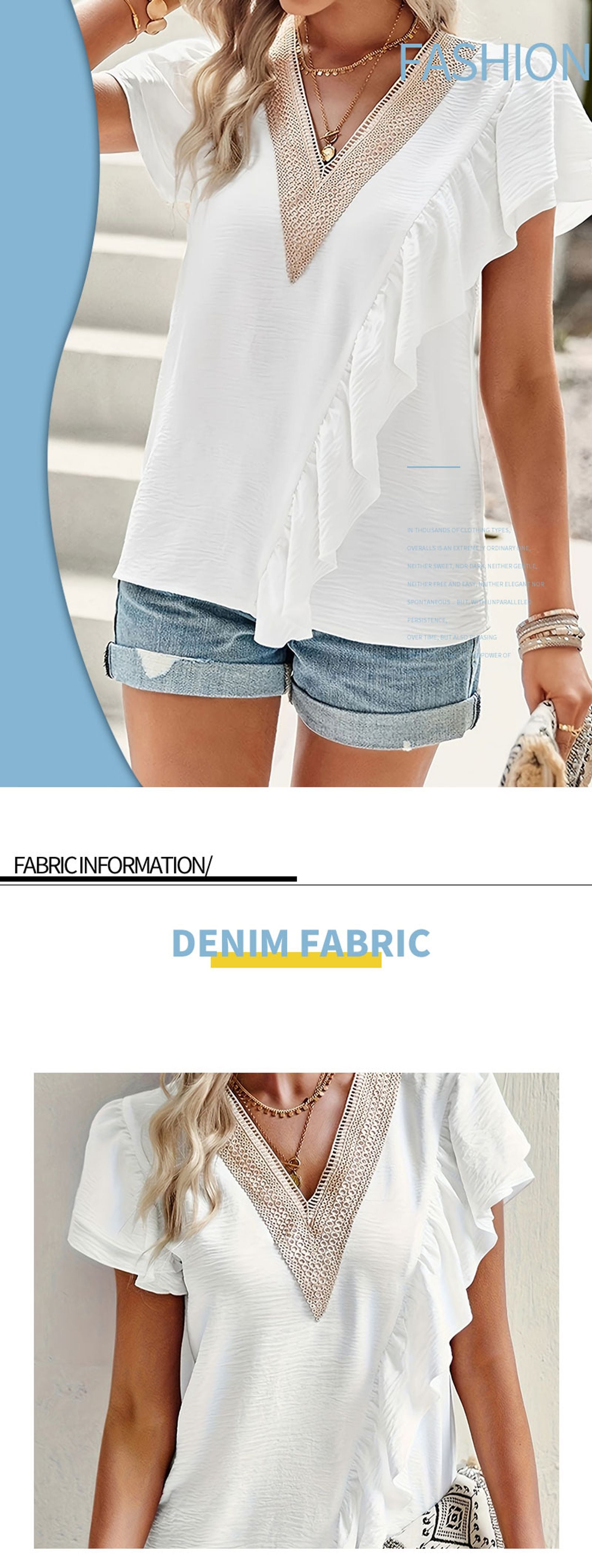 White Plus Size Women's Summer Chic Casual Shirt