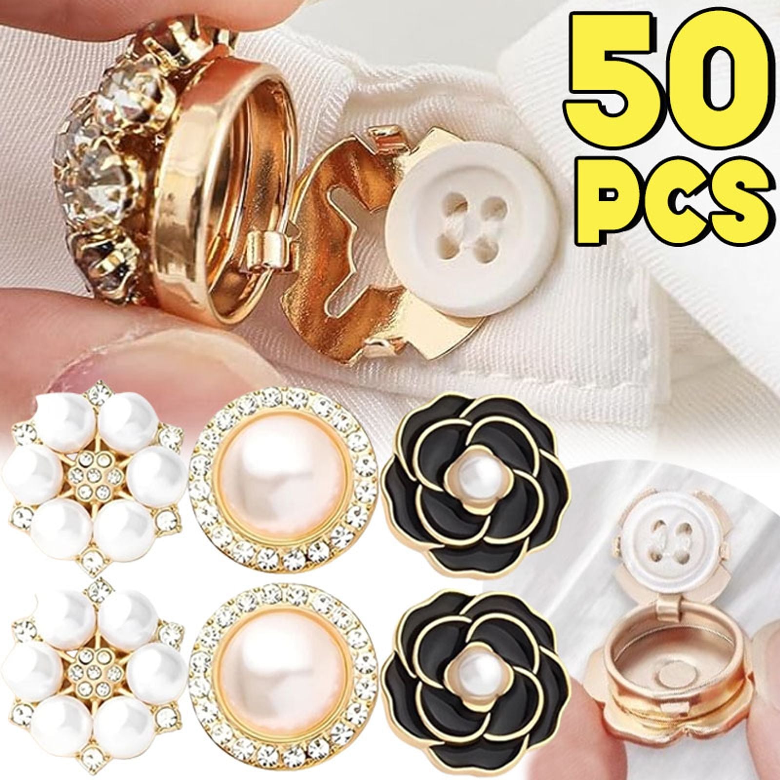 Crystal Pearl Button Covers for Shirts and Coats