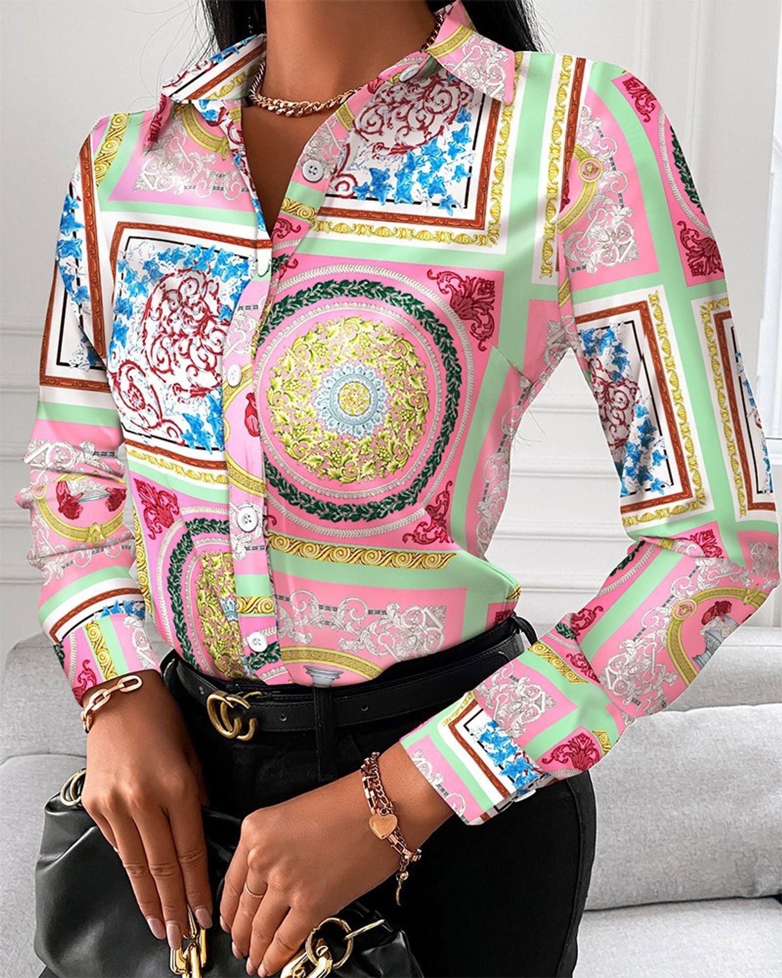 Women's Fashion Long Sleeve Blouses with Unique Prints