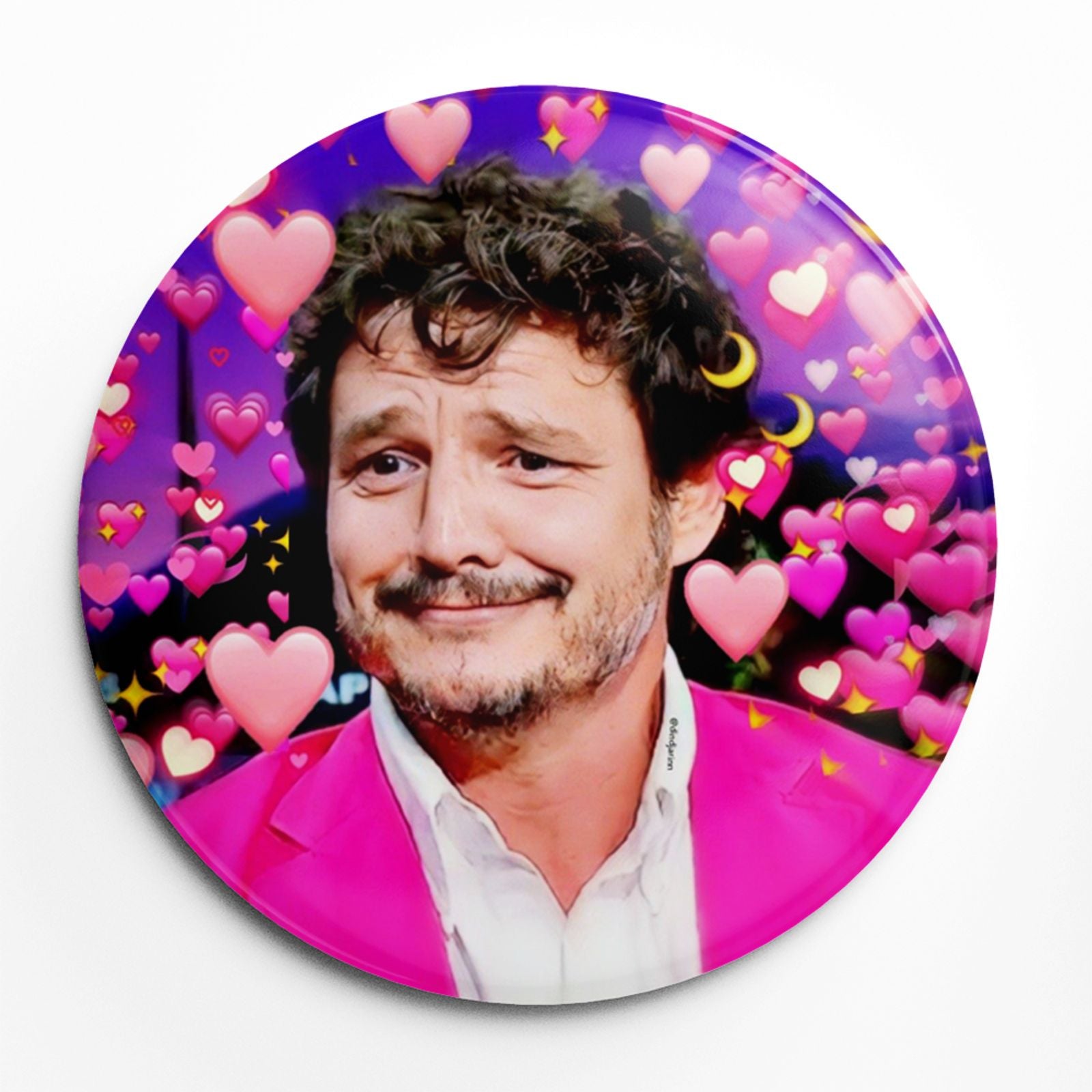 Pedro Pascal Pink Cute Soft Button Pin Brooch Jewelry