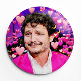 Pedro Pascal Pink Cute Soft Button Pin Brooch Jewelry
