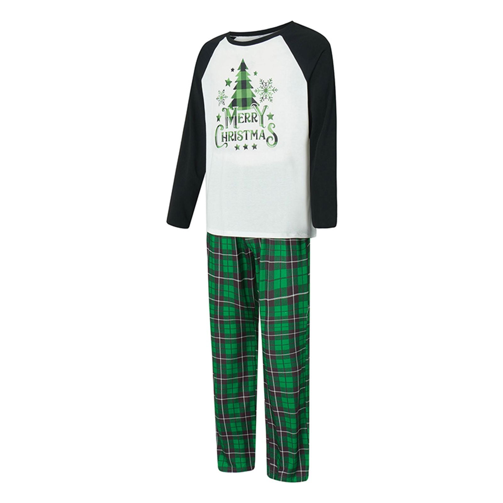 Matching Christmas Family Pajamas Set with Green Plaid Pants