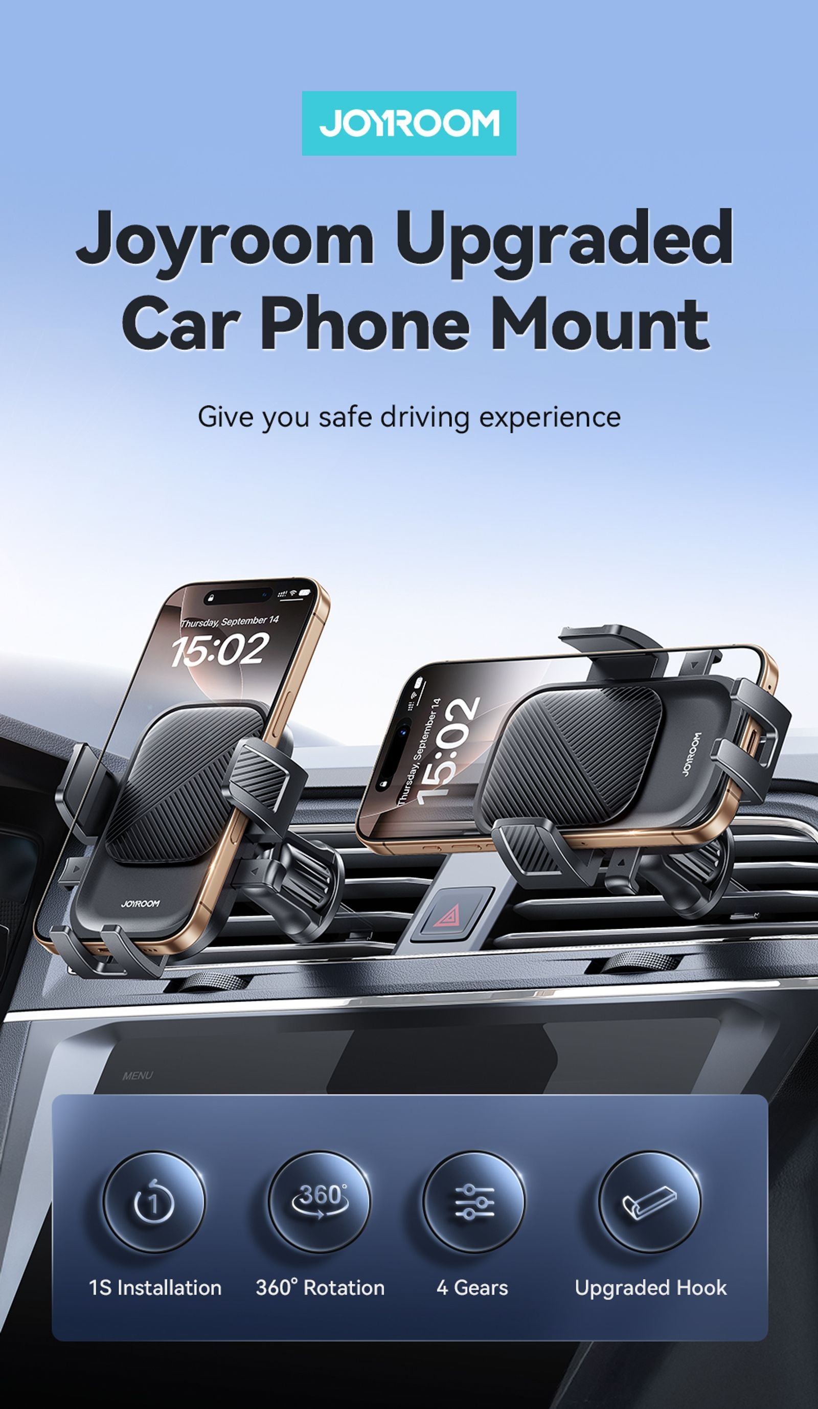 Universal Car Air Vent Phone Holder Mount - 360 Rotation