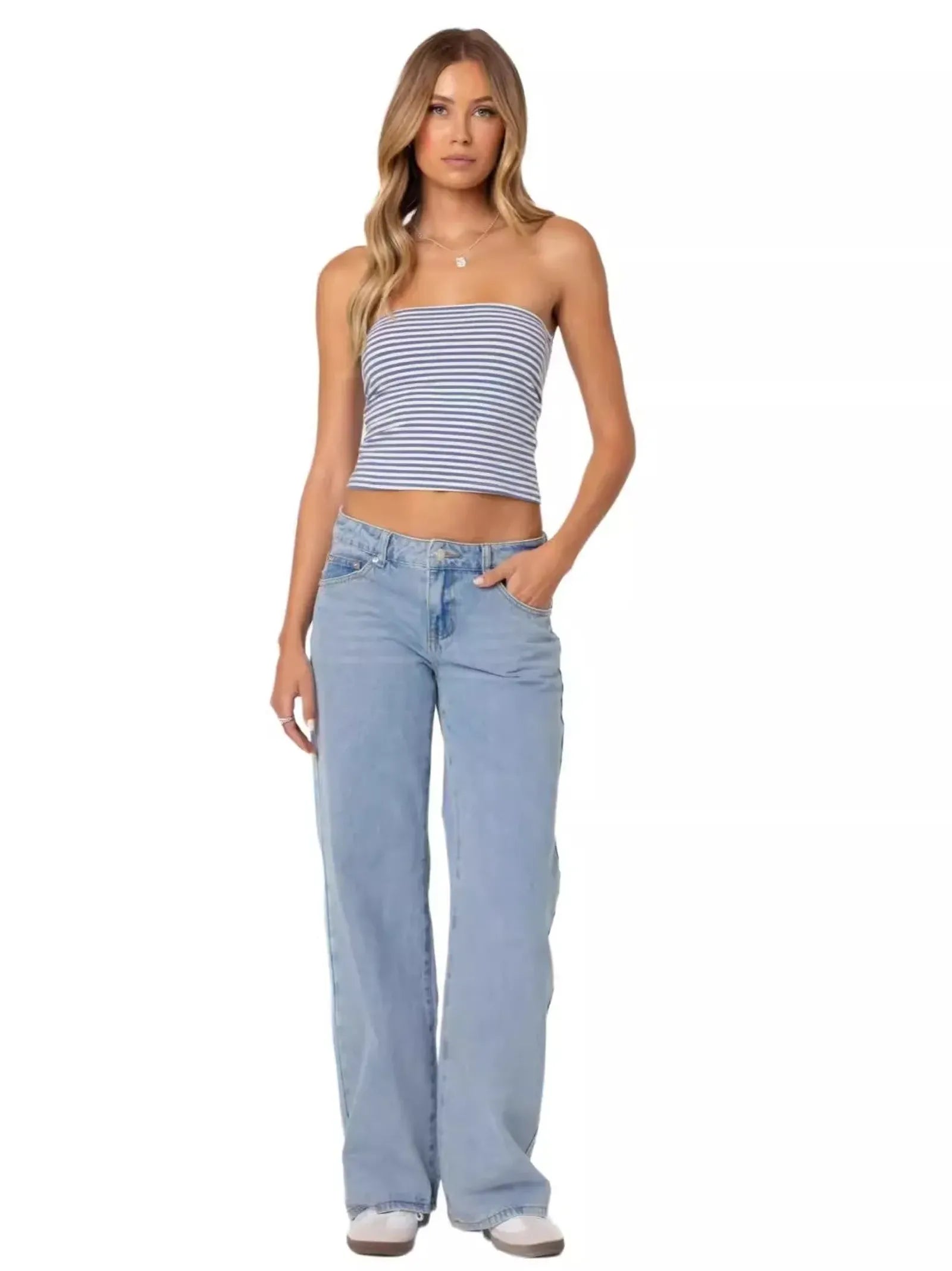 Fashionable Women's High Waist Wide Leg Jeans