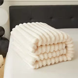 Soft & Warm Fluffy Throw Blanket - Decorative Striped Design