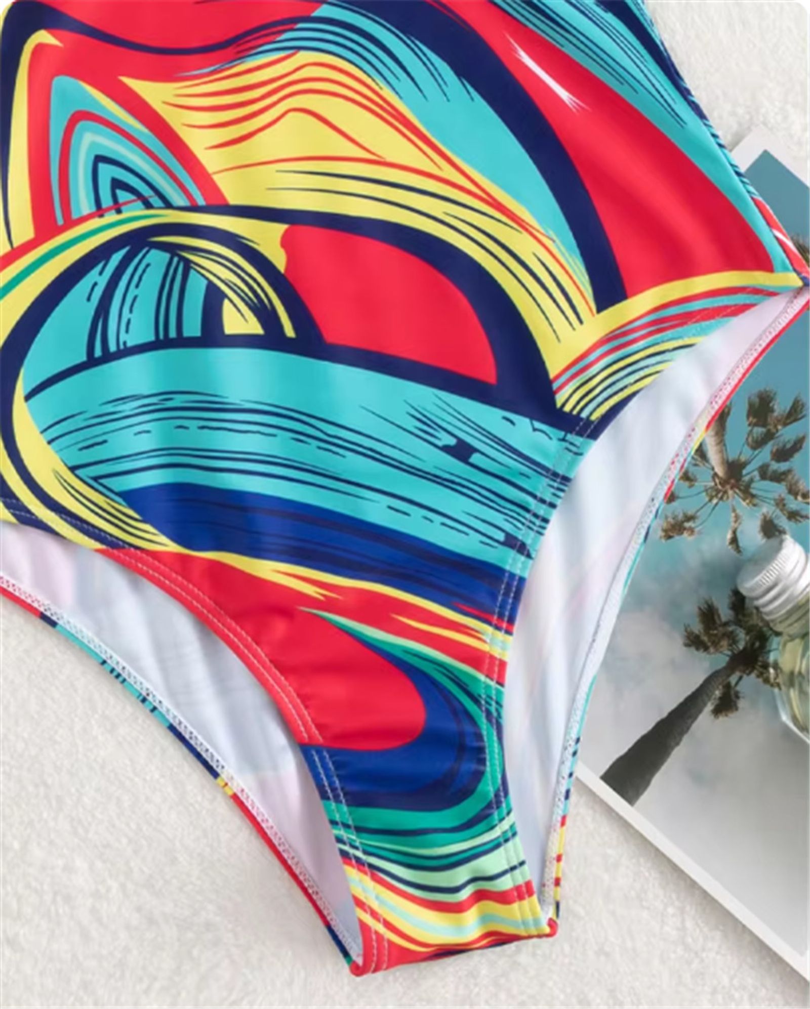 Sexy Print Strapped One Piece Swimsuit for Women