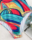 Sexy Print Strapped One Piece Swimsuit for Women