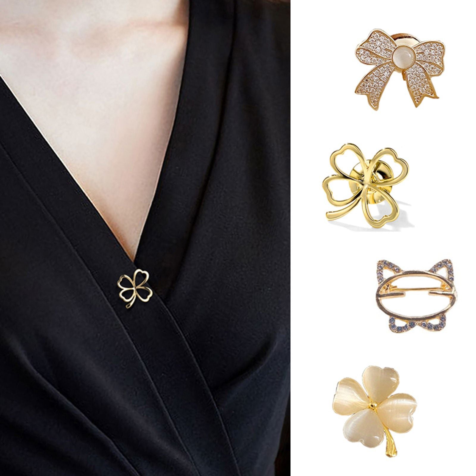 Fashion Flower Bow Brooch Set for Women