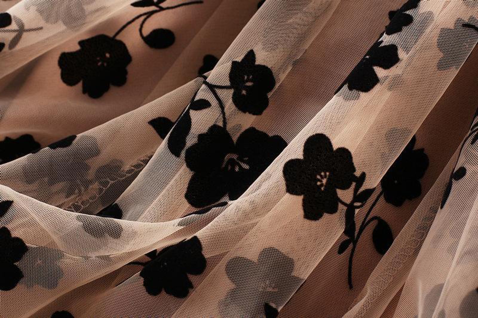 Elegant Floral Tulle Midi Skirt for Women