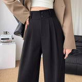 Elegant Wide Leg Pants for Women - High Waist Black Trousers