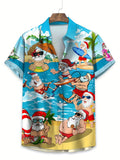 Santa Claus Surfing Hawaiian Shirt - Unisex Christmas Top
