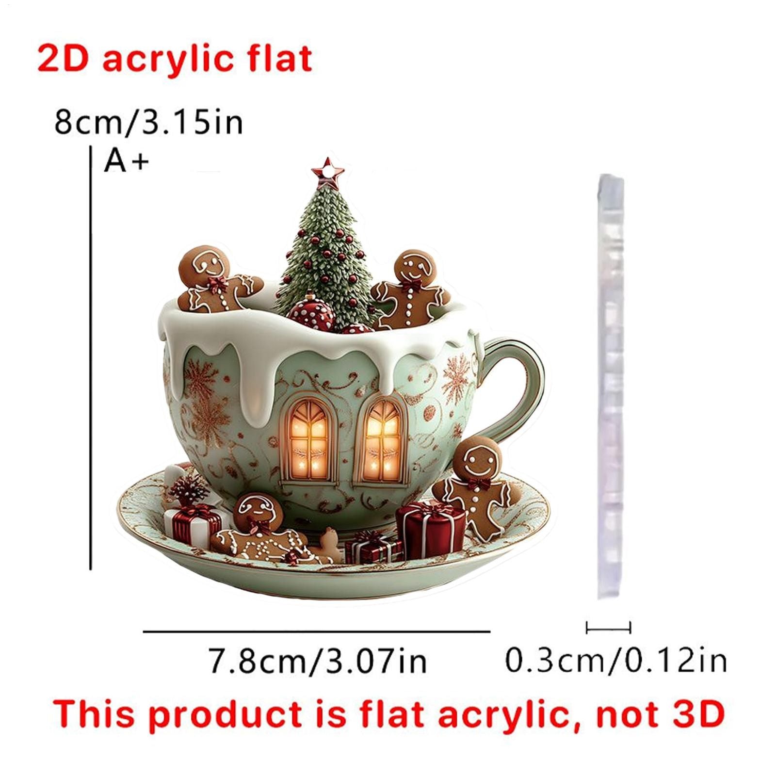 2D Acrylic Christmas Tree Pendant Ornament for Car Mirror