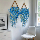 Artificial Blue Hanging Orchid Wall Decor with Eucalyptus