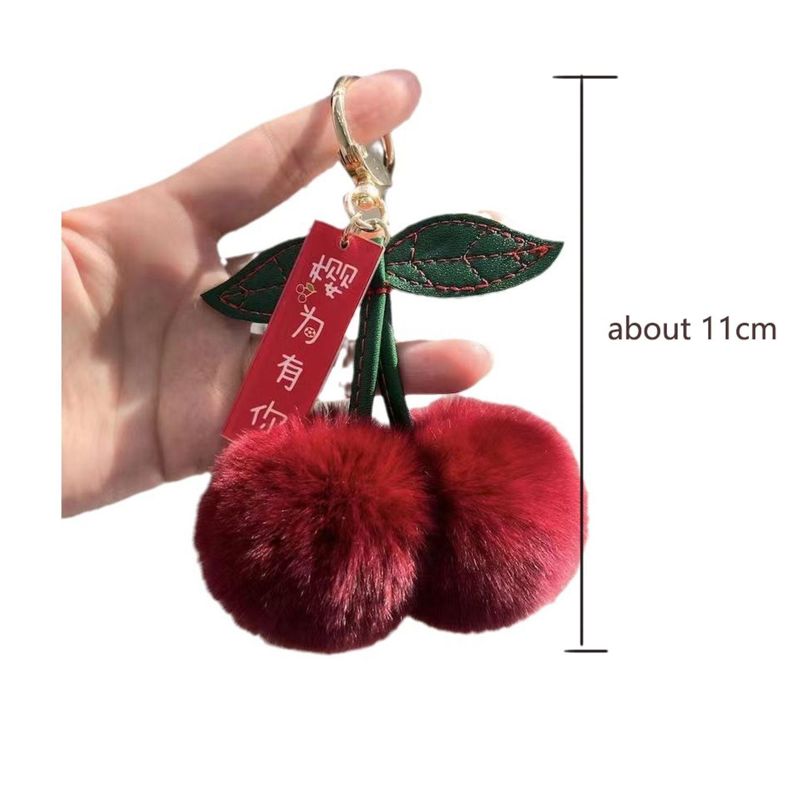 Cute Soft Fluffy Red Rabbit Fur Ball Keychain
