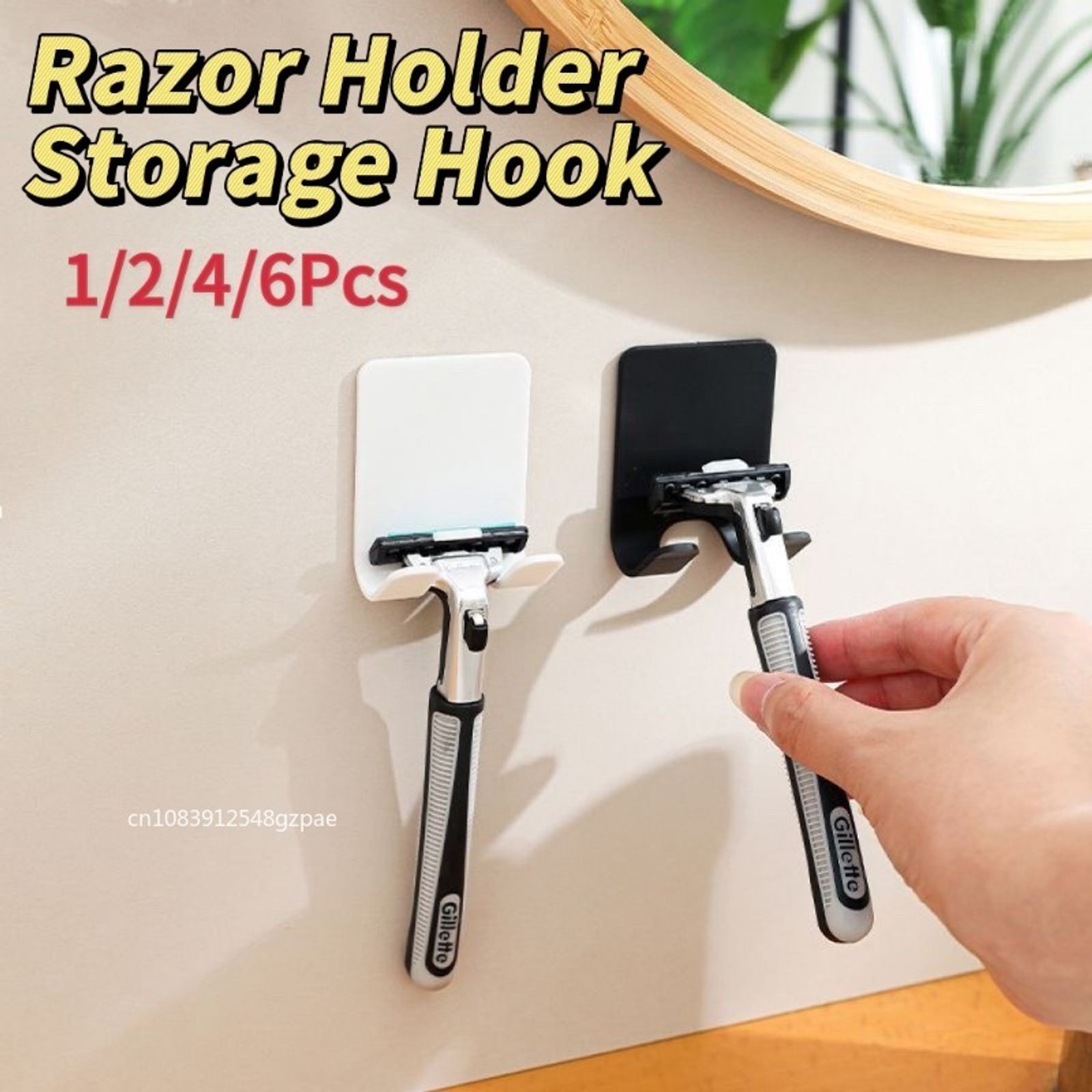 Bathroom Razor Holder Rack - Punch-Free Storage Hook
