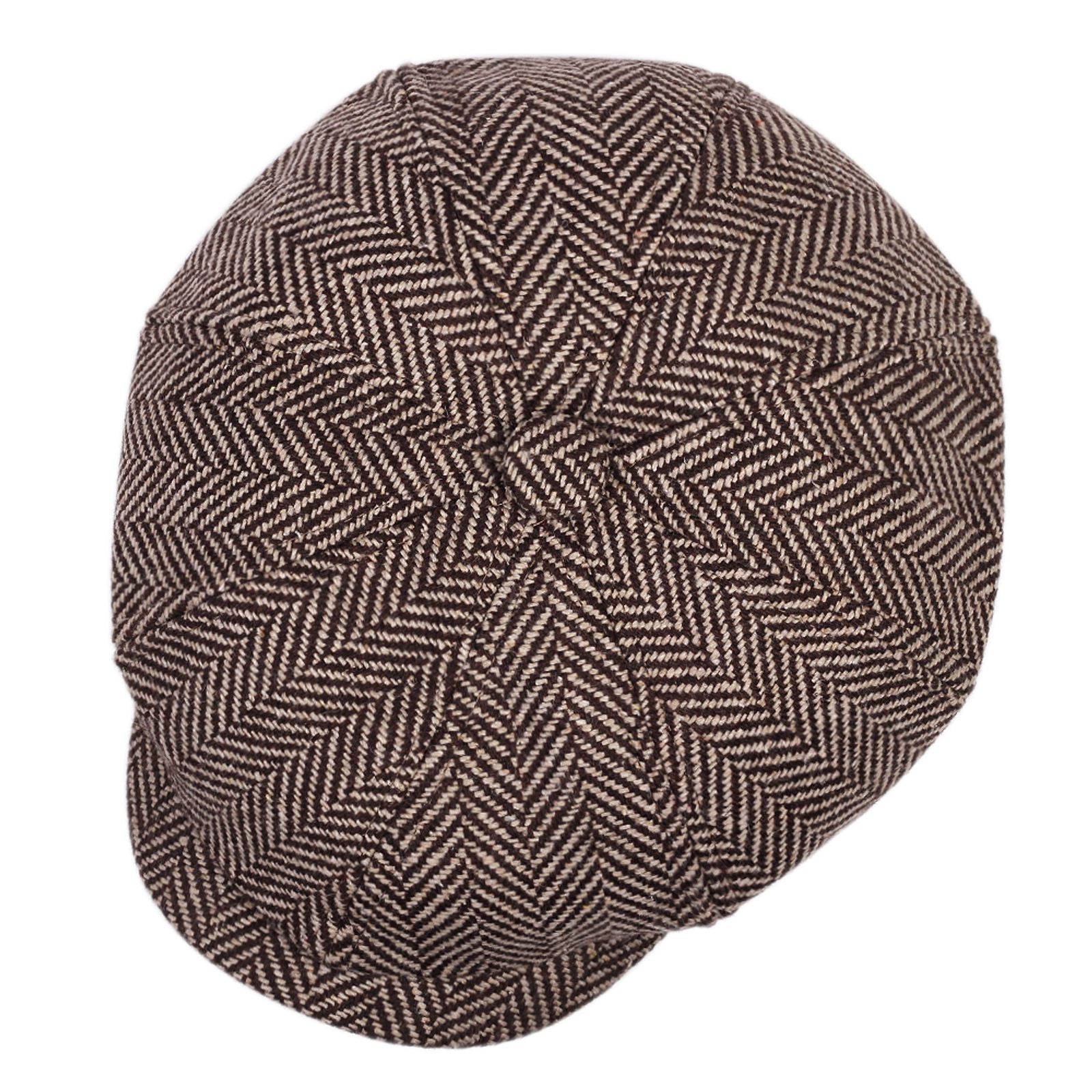 Fashion Wool Newsboy Cap - Herringbone Flat Cap