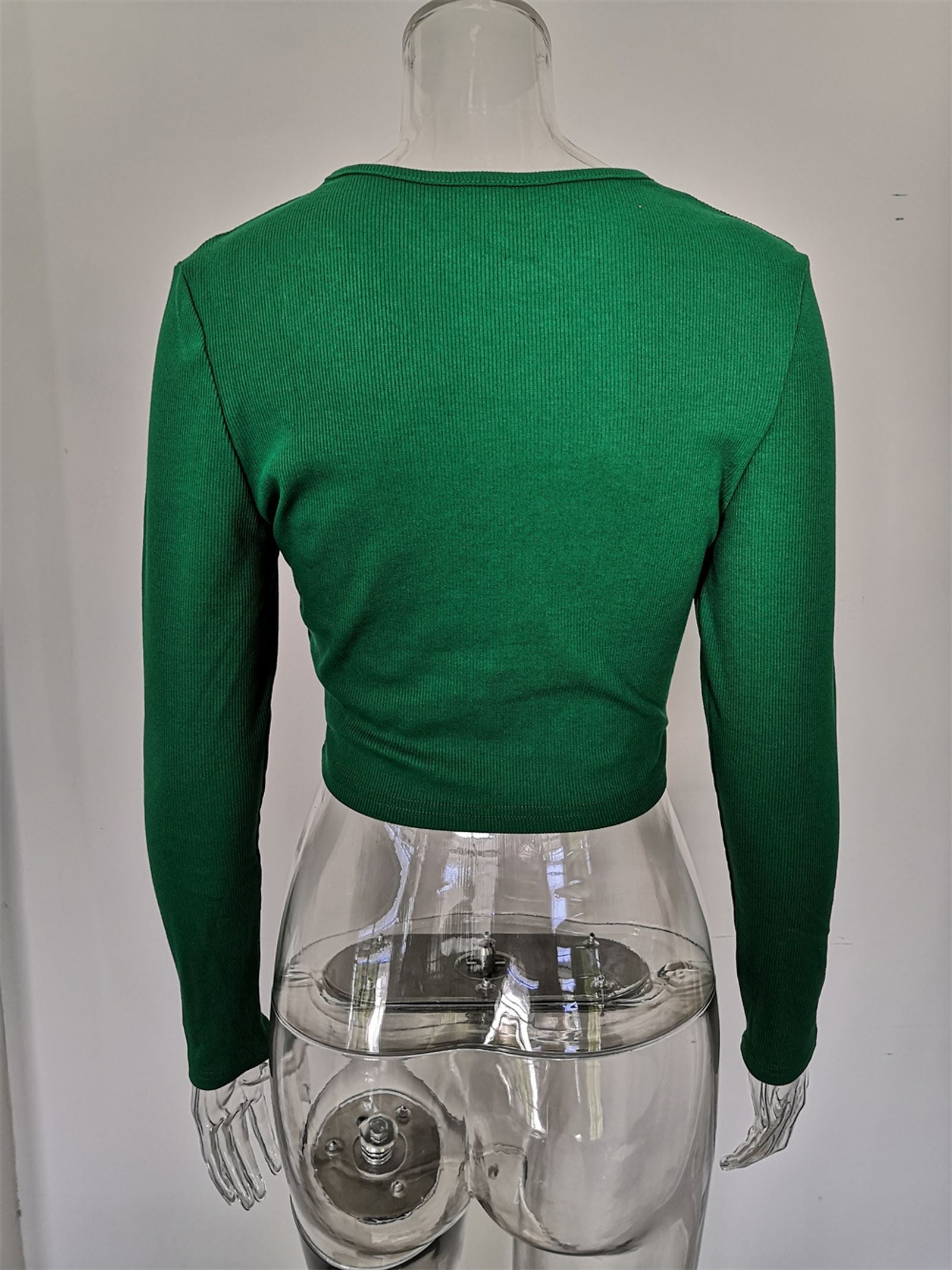 Women’s Autumn Winter Cut Out Long Sleeve Crop Top