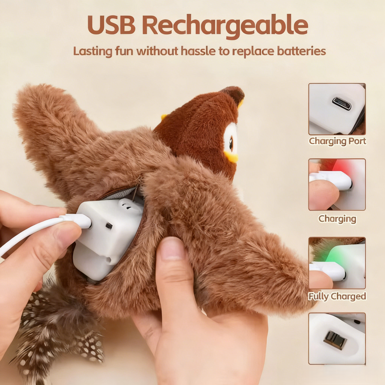 Interactive Rechargeable Chirping Bird Toy for Cats and Dogs