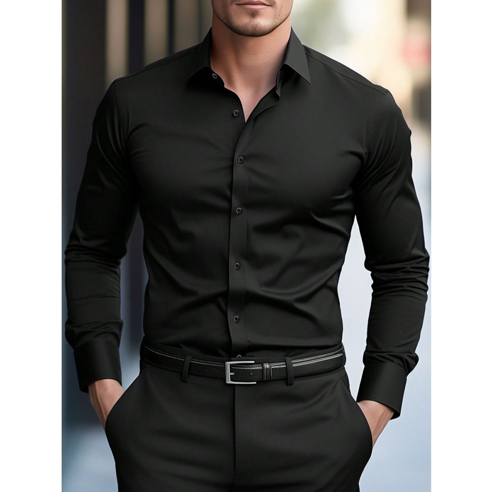 Men's Solid Color Long Sleeve Shirt in Multiple Colors