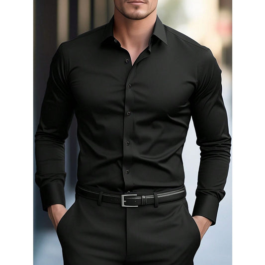 Men's Solid Color Long Sleeve Shirt in Multiple Colors