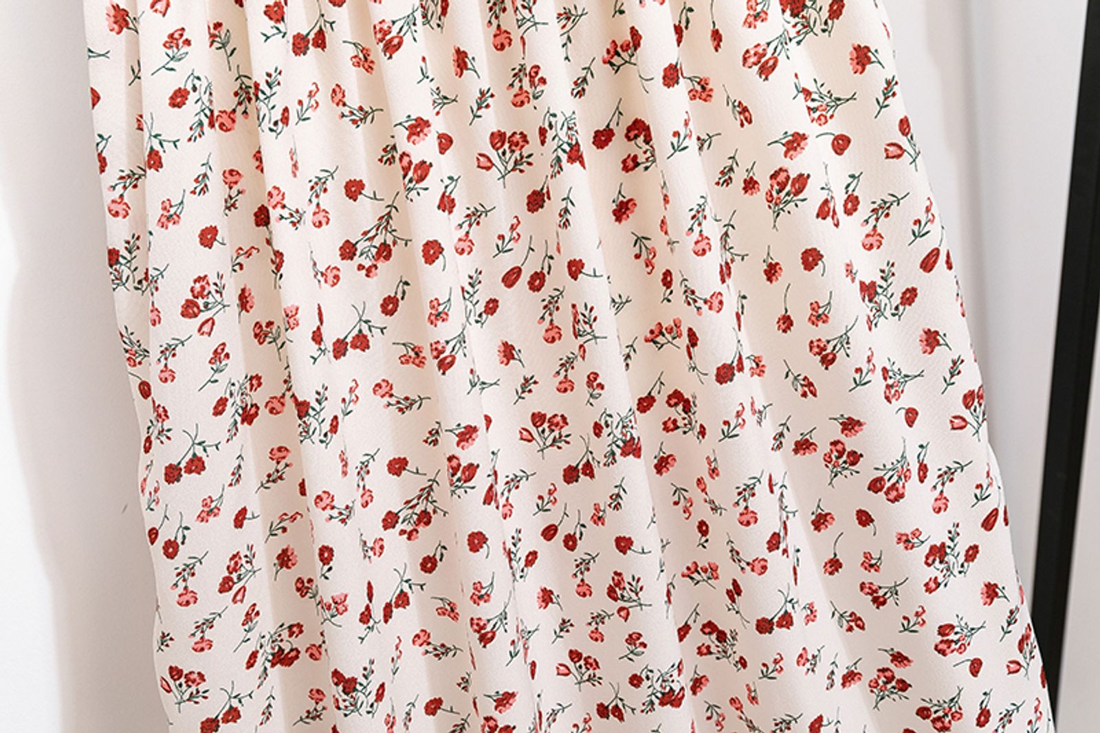 Spring Summer Floral Chiffon Midi Dress for Women