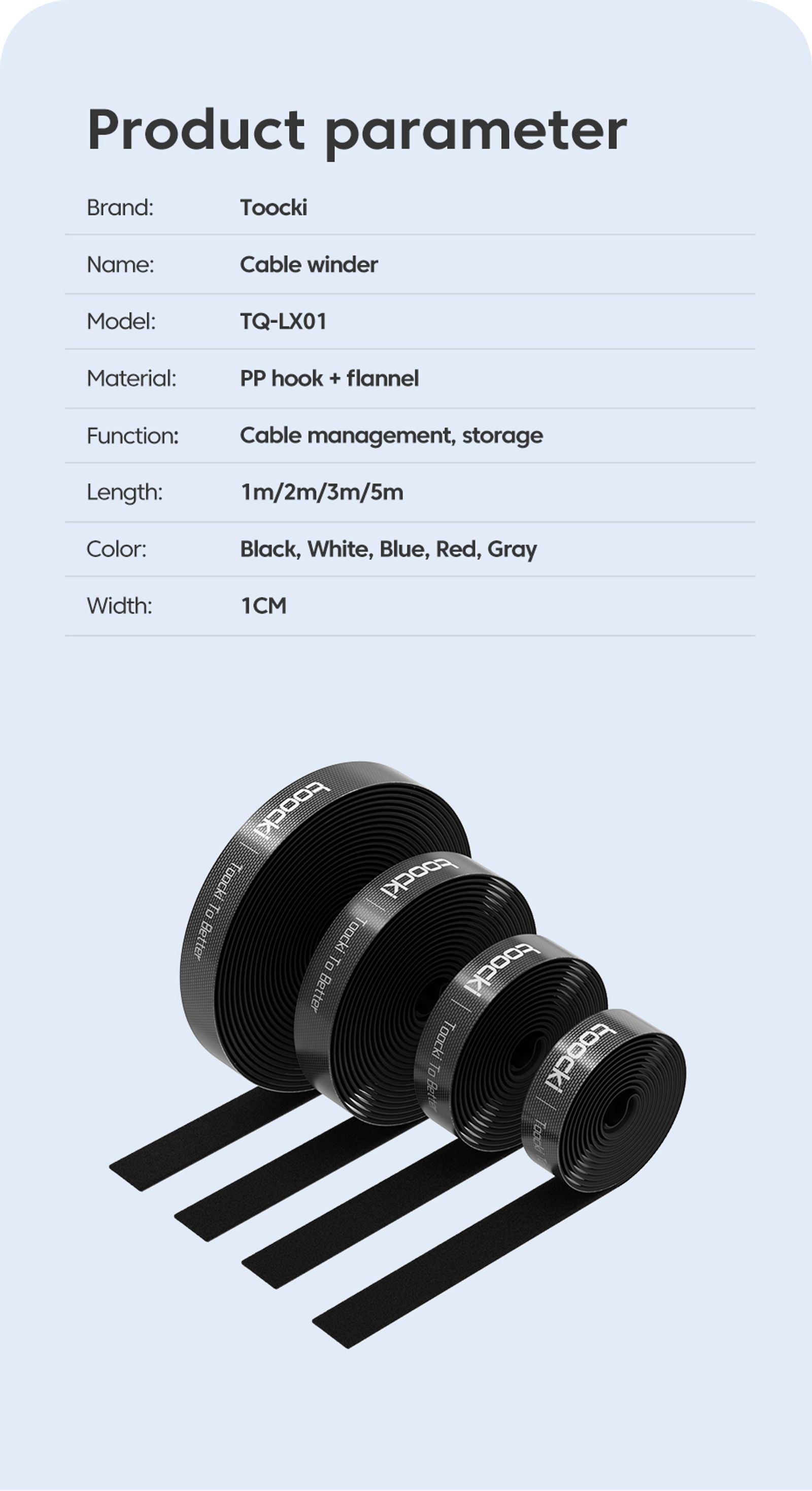 Toocki Cable Organizer - USB Cable Management and Wire Winder
