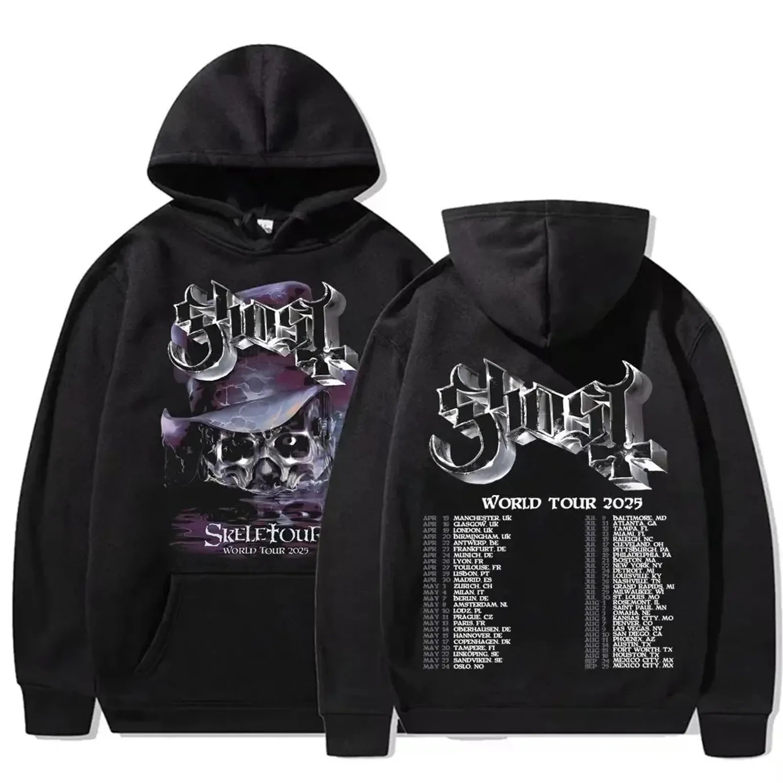 Ghost Skull Print Hooded Sweatshirt for Men and Women