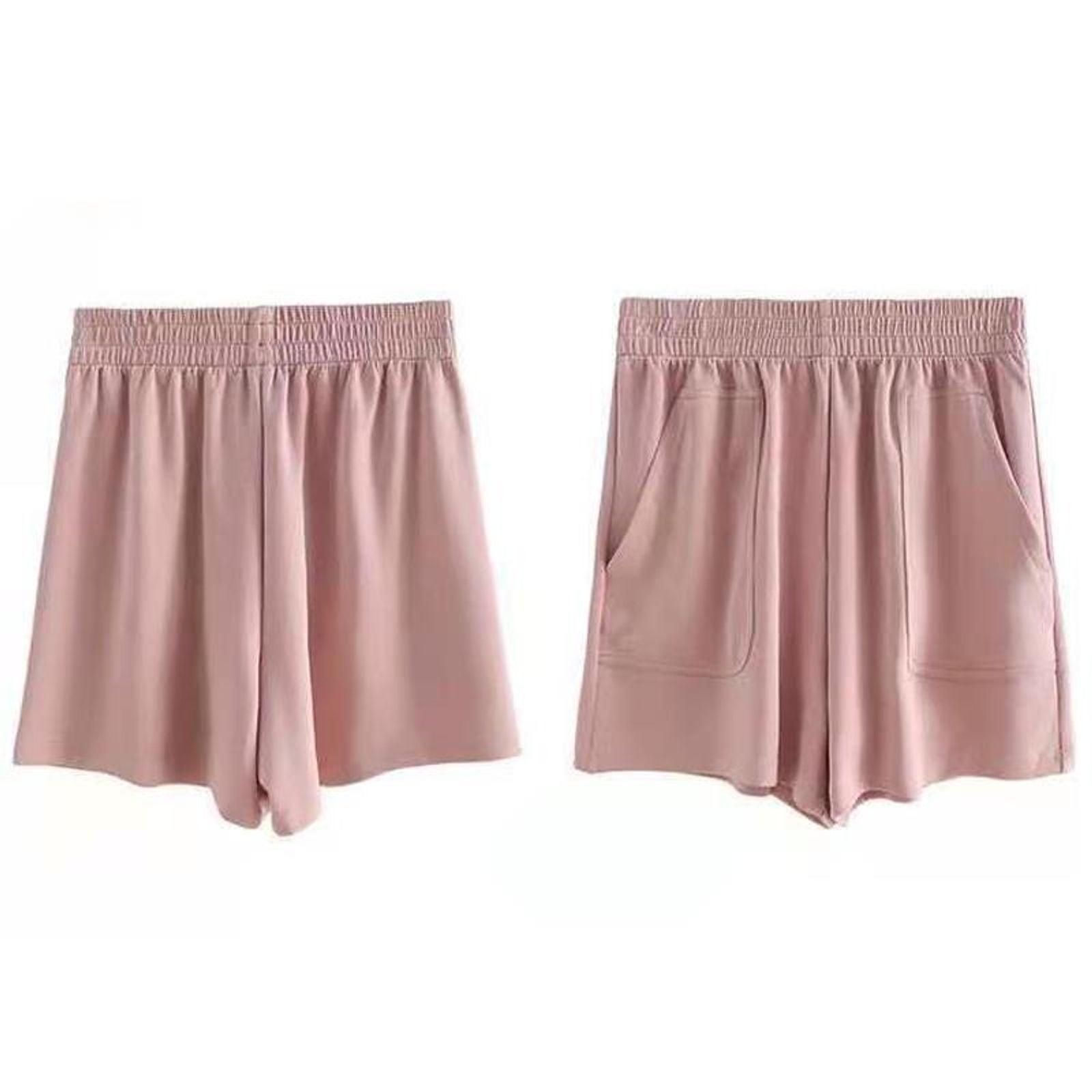 Summer Solid Color High Waist Wide Leg Shorts