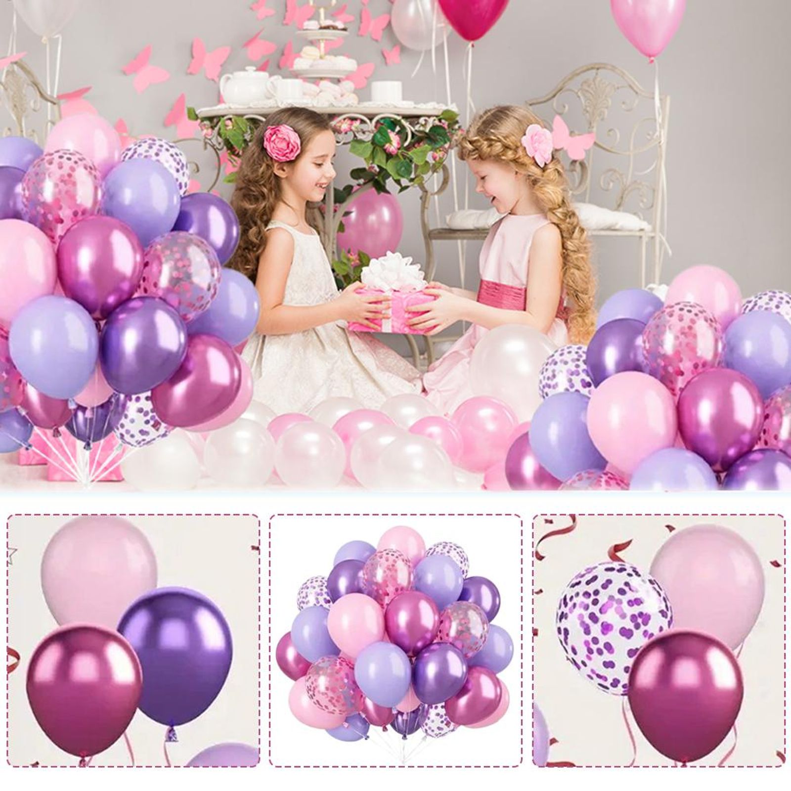 52PCS Macaron Pink and Purple Balloon Set for Parties