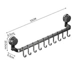 Wall-Mounted Suction Cup Hooks Kitchen Storage Rack with 10 Hooks