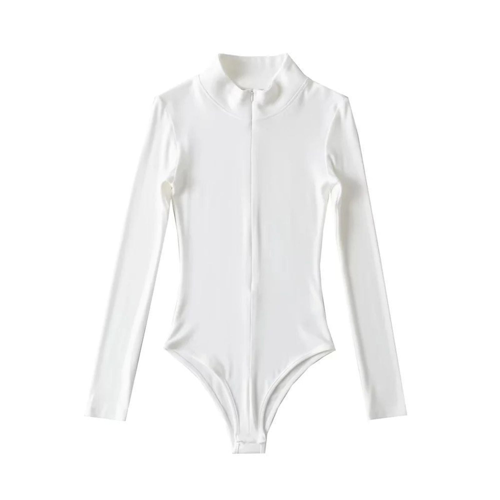 Women's Long Sleeve Zipper Bodysuit - Y2K Streetwear