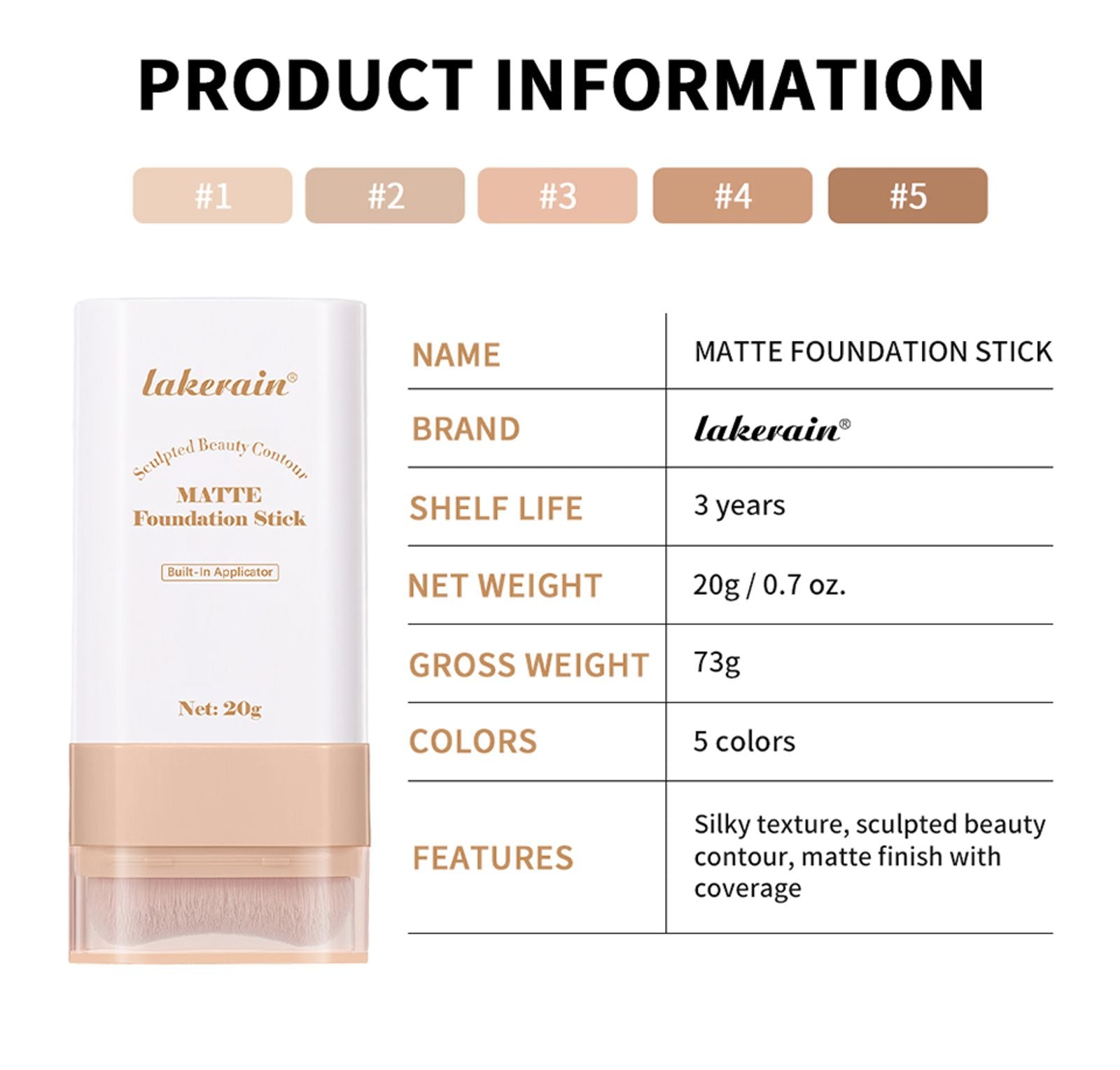 Skin Tint Foundation Stick - 6 Color Options