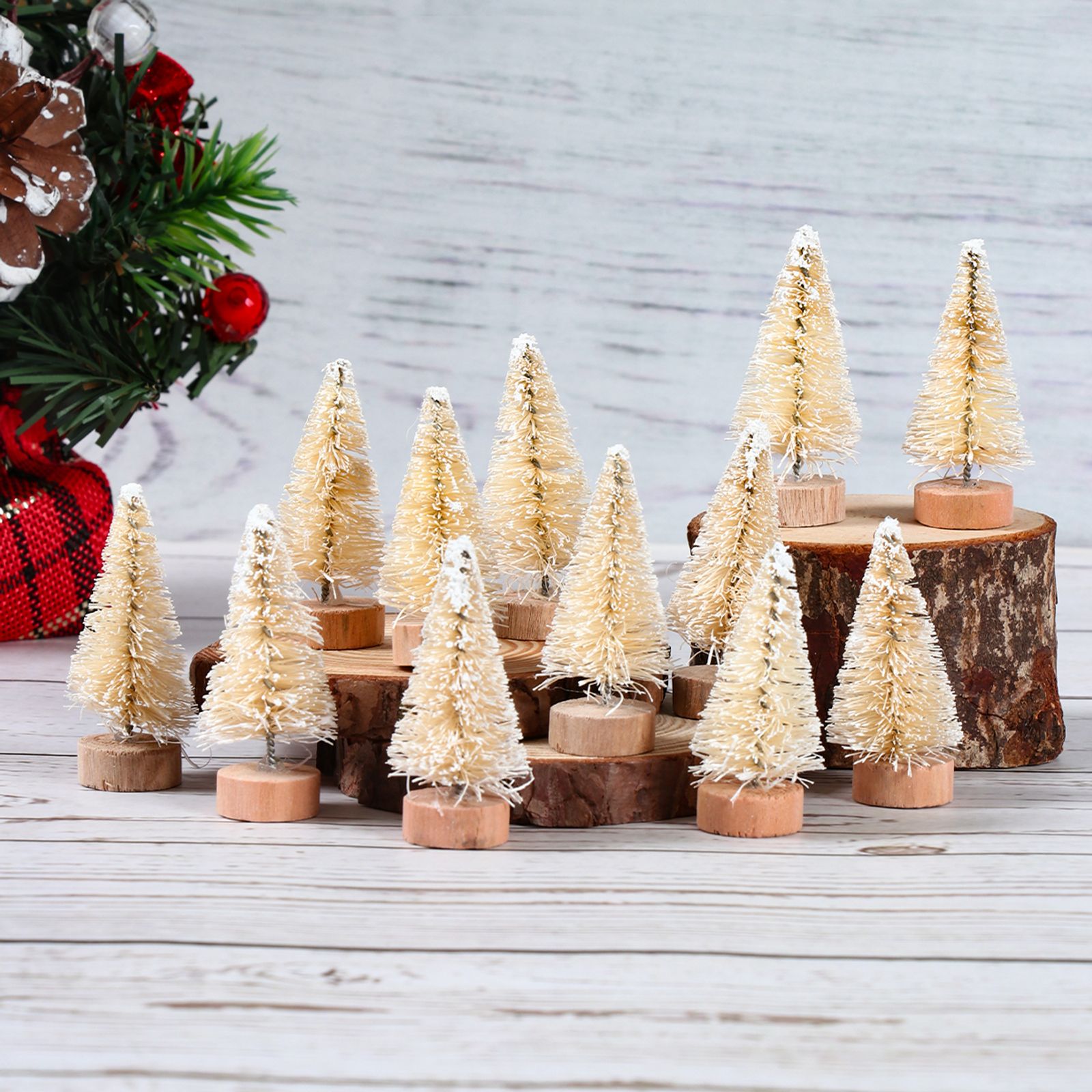 Mini Wooden Christmas Tree in Blue Green White Gold