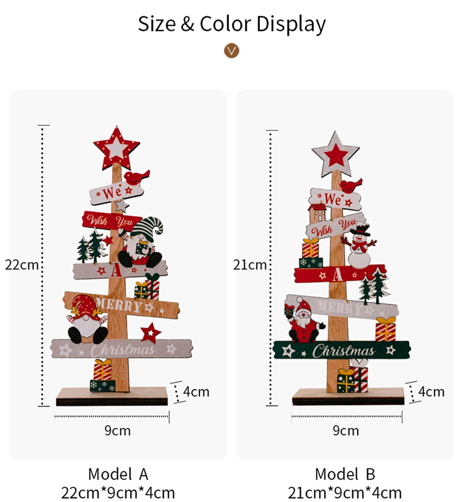 Wooden Christmas Tree Santa Claus DIY Decoration