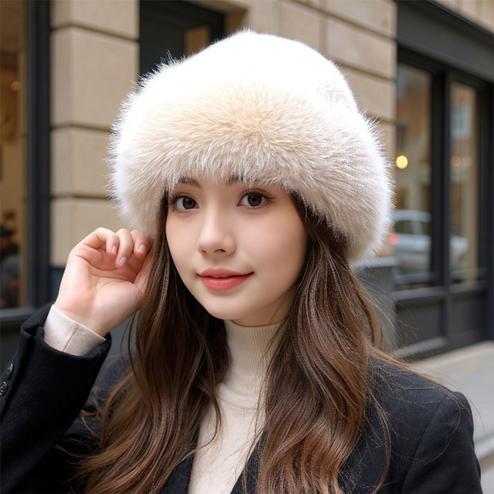 Fluffy Fur Bucket Hat for Women