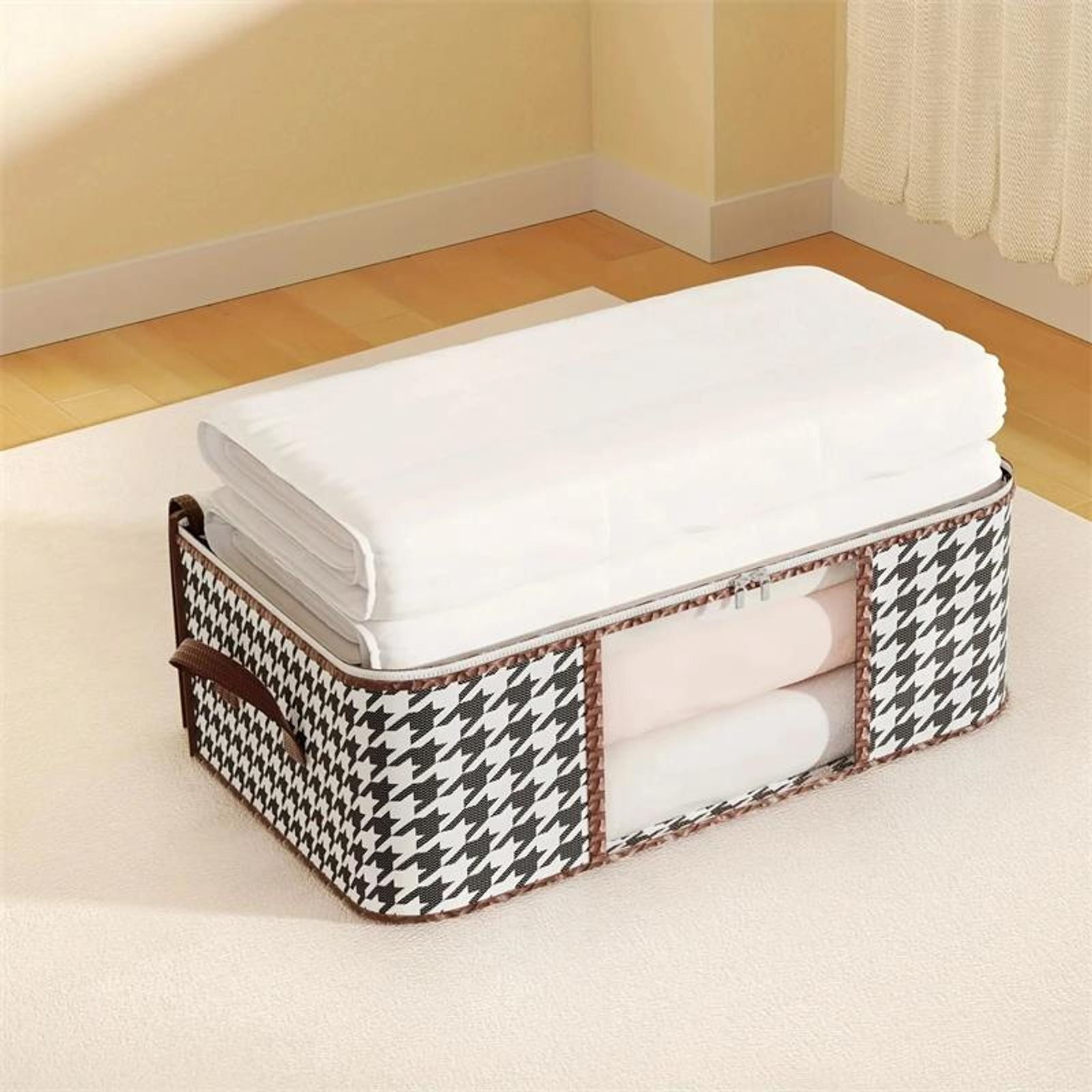 Large Clear Foldable Storage Box with Handles and Zipper