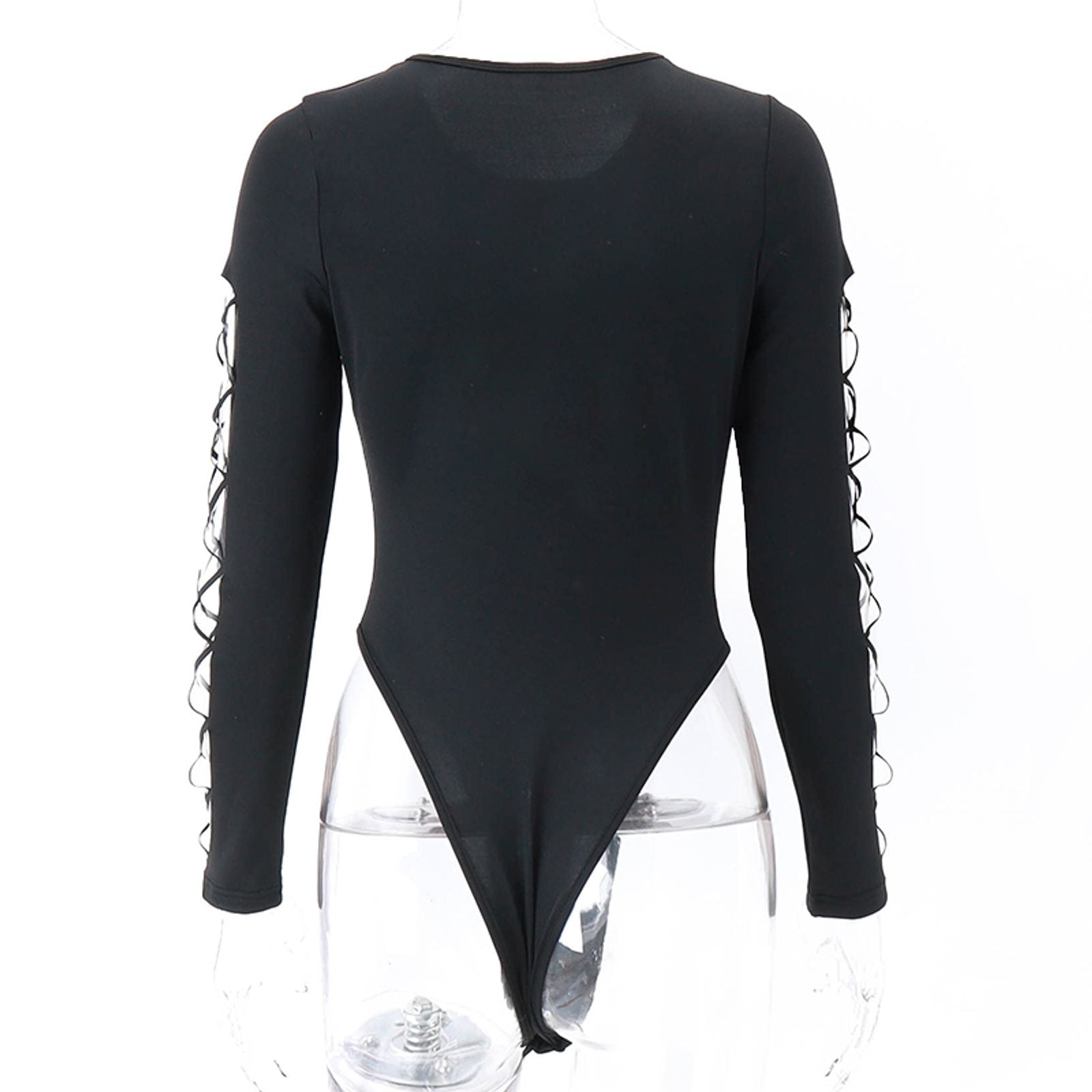 Xeemilo Dot Hollow Out Long Sleeve Bodysuit