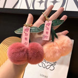 Cute Soft Fluffy Red Rabbit Fur Ball Keychain