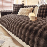 Thick Imitation Rabbit Fur Plush Sofa Slipcover