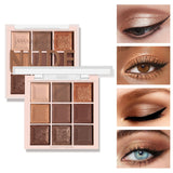 9-Color Matte & Shimmer Eyeshadow Palette - Soft Milk Tea Tones