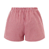 Women's Plaid Lounge Boxer Shorts - Cute Summer Pajama Bottoms