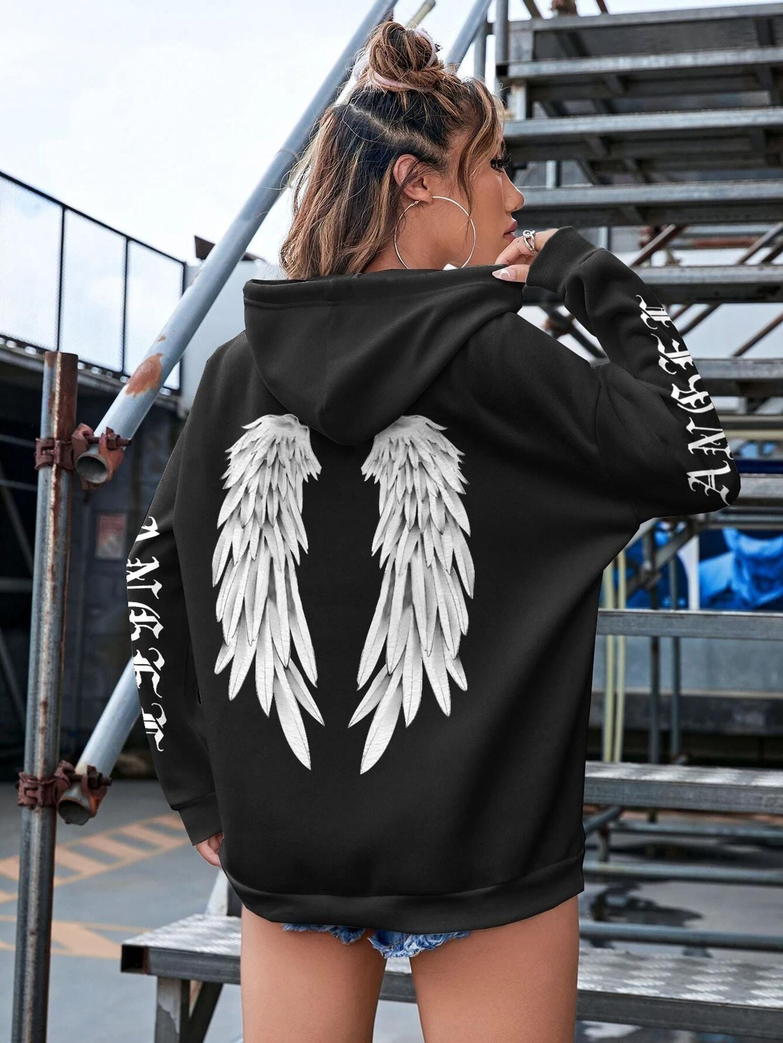 Beautiful Angel Wings Printed Hoodie for Women