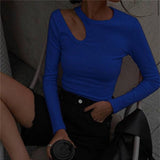 Women’s Autumn Winter Cut Out Long Sleeve Crop Top