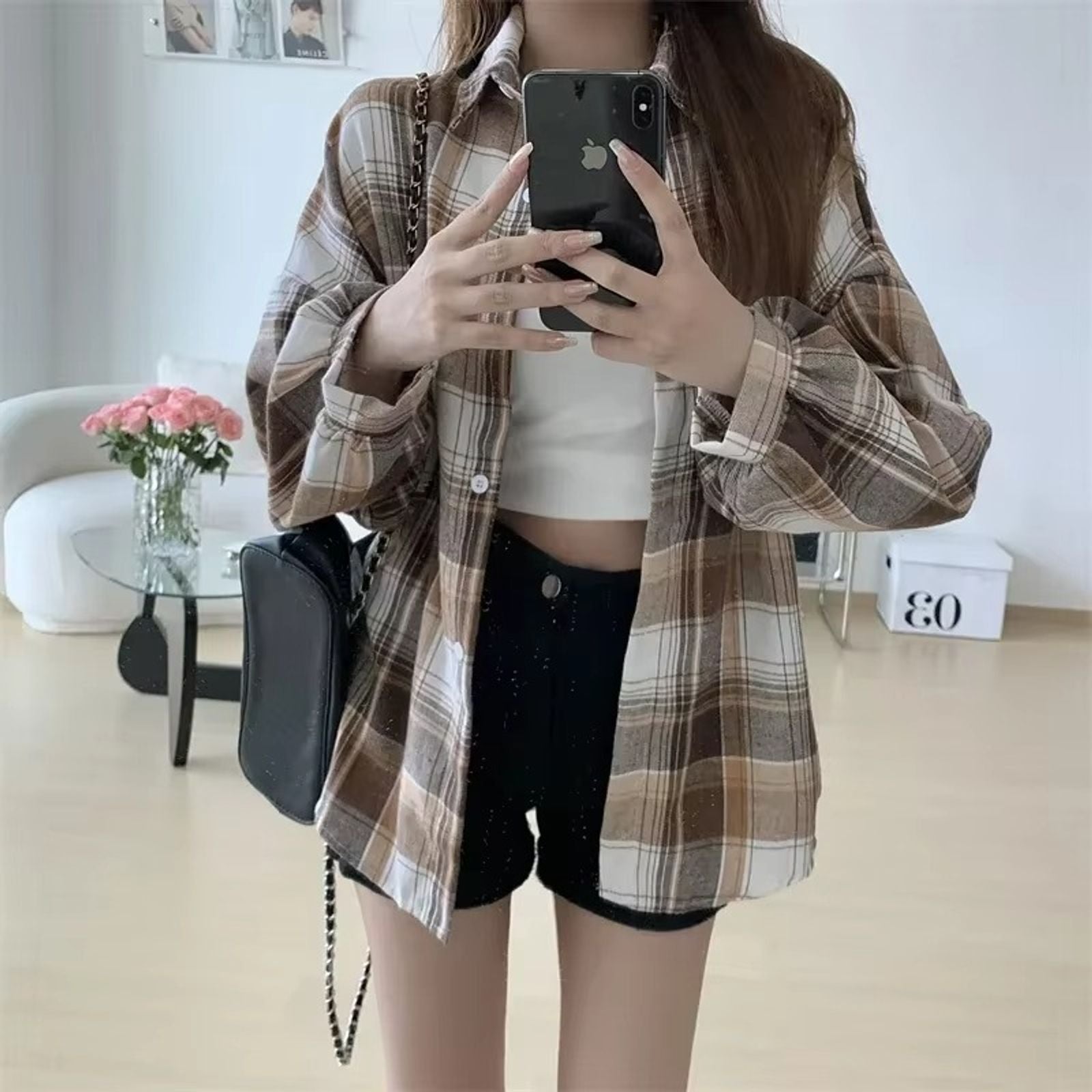 Women’s Vintage Plaid Long Sleeve Shirt