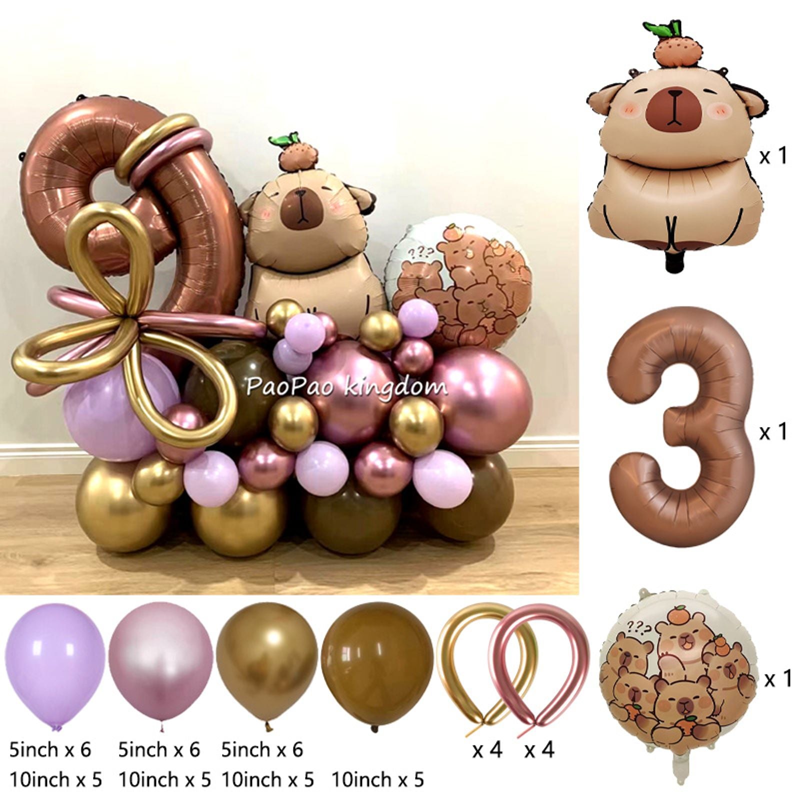 Cartoon Capybara Foil Balloon for Kids' Parties