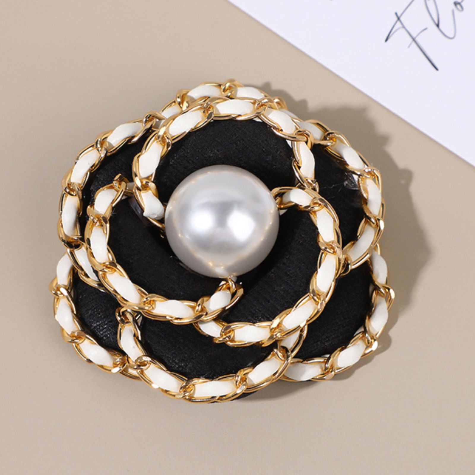 Korean Fashion Camellia Pearl Brooch for Women