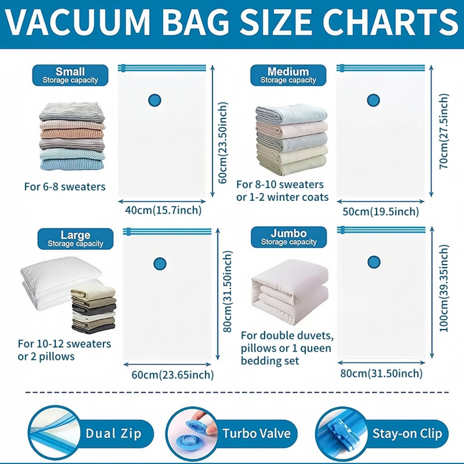 Vacuum Storage Bags - Space Saver for Comforters and Clothes