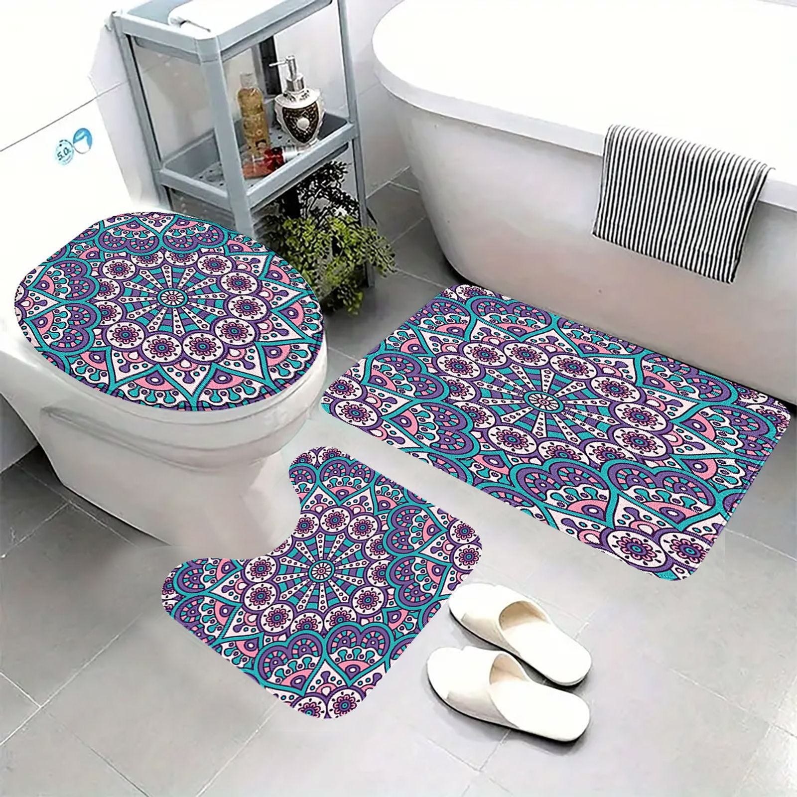 Bohemian Mandala Bathroom Set - Non-Slip Mat Collection